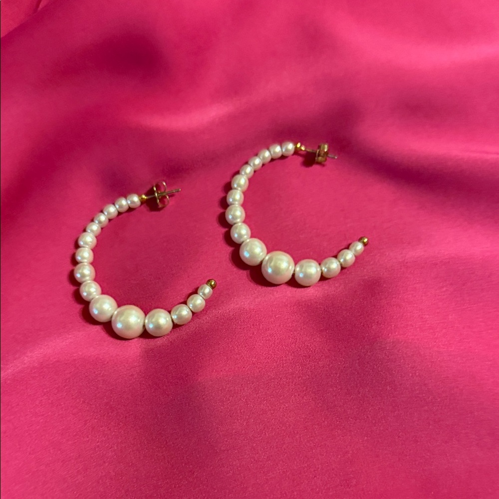 Elegant Pearl Hoop Earrings